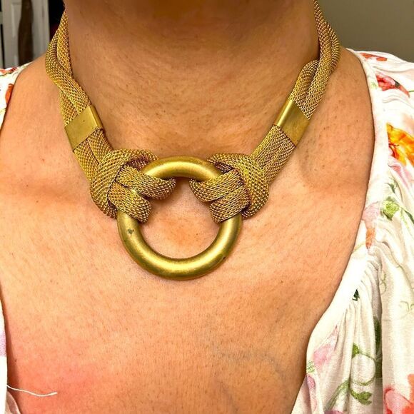 Vintage Modernist Brass Necklace, 1940's - Picture 5 of 5